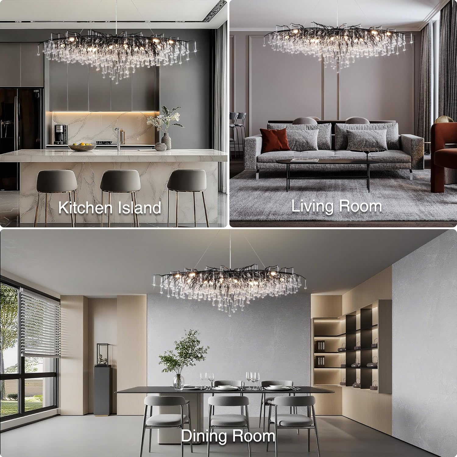 63" Black 15 - Light Modern Crystal Tree Branch Chandelier - Camilalamps - CA-B0BXN9SB16