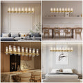 60 Inch Gold Chandelier, Wagon Wheel Chandelier with Glass Shade, 20 - Lights Large Round Modern Farmhouse High Ceiling Pendant Lighting Fixture for Dining Room, Living Room, Kitchen, Foyer - Camilalamps - B0CNRHR35D