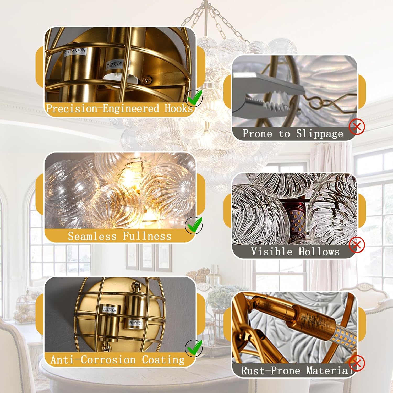 Gold Bubble Wall Sconce 16.9 Inch Modern Glass Light - Camilalamps - CA-B0FRMDDR9X