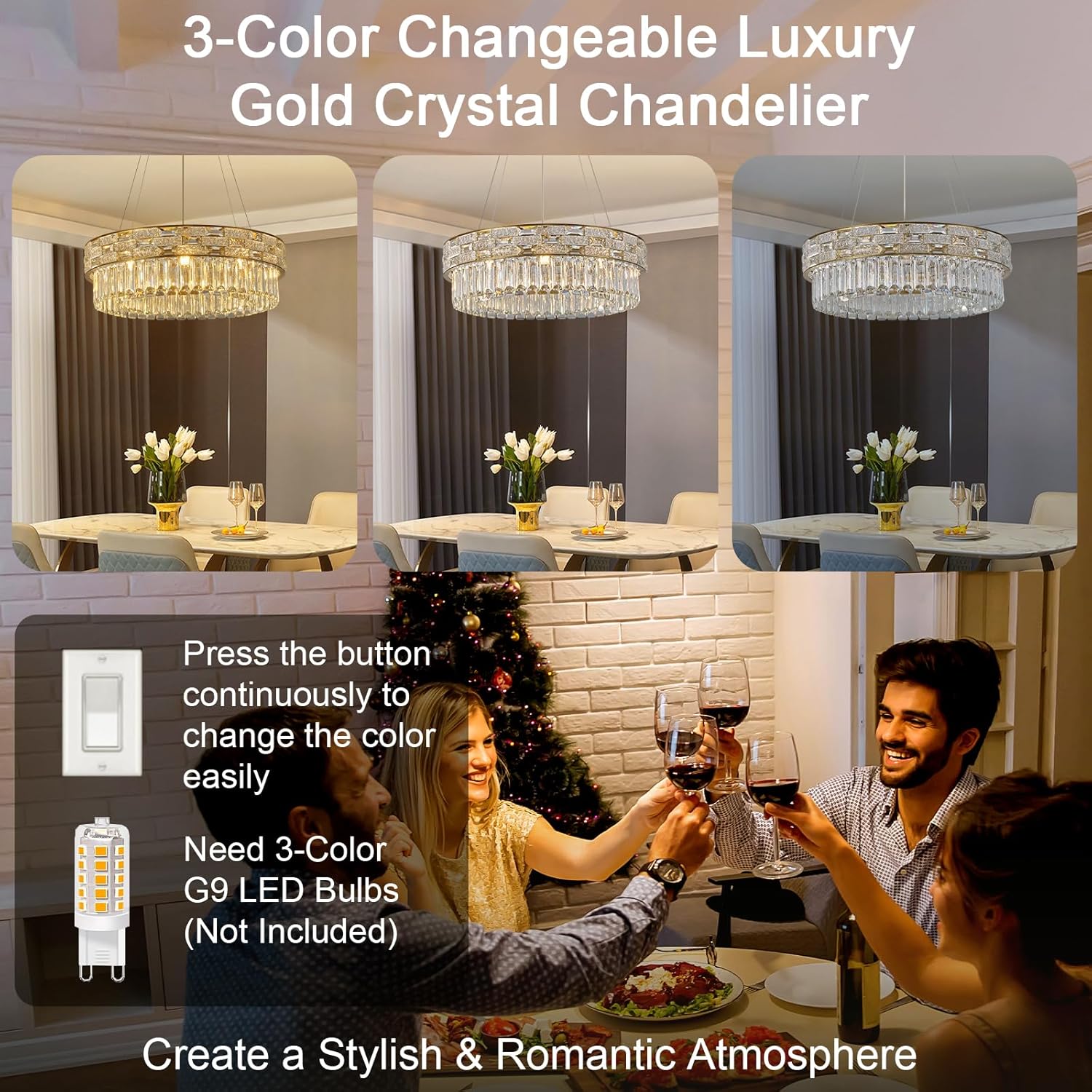 23" Gold Crystal 8 - Light Round Chandelier for Elegant Interiors - Camilalamps - CA-B0FH6GG2V1