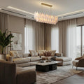 Luxury Modern Alabaster Brass Rectangle Chandelier with Adjustable Height - Camilalamps - CA-B0FHQDKLKH