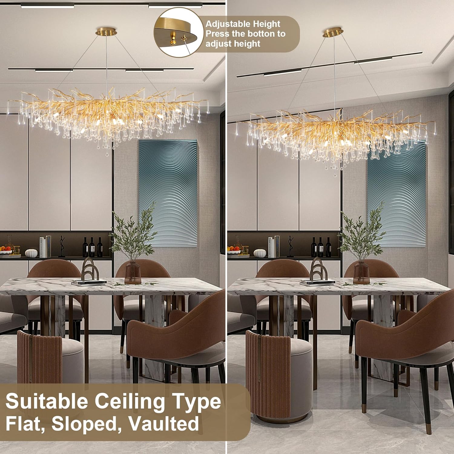 63" Black Modern Crystal Tree Branch Chandelier with 15 Lights - Camilalamps - CA-B0BXN9SB16