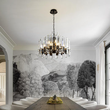 24" Black Modern Crystal Chandelier with Adjustable Height - Camilalamps - CA-B0FJFX93R1