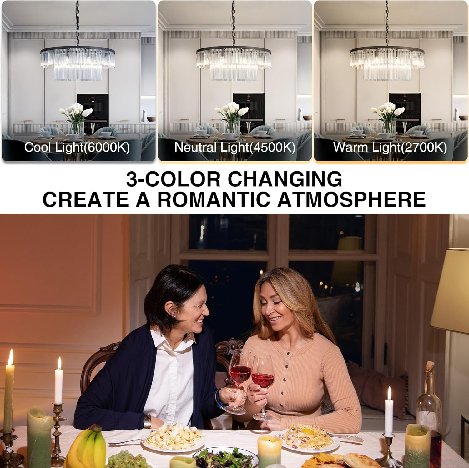 Elegant Black Glass Two - Tier 31.5" 10 - Light Modern Chandelier - Camilalamps - CA-B0FJXF6RYT