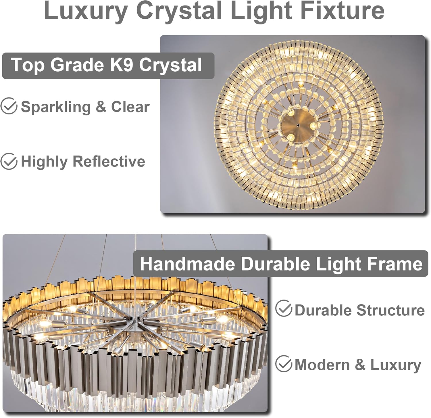 Elegant 7‑Tier 39" Silver Crystal Chandelier – 21‑Light Luxury K9 Fixture - Camilalamps - CA-B0FCY6RL48
