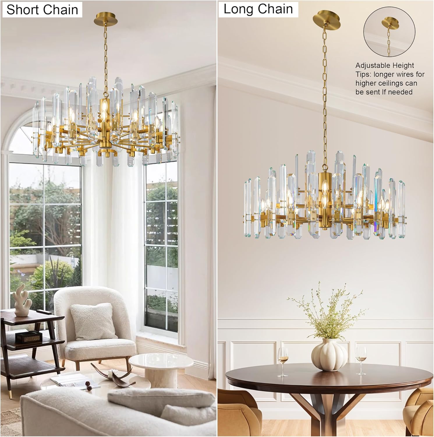 36" Luxury Gold Crystal 16 - Light Round Adjustable Chandelier - Camilalamps - CA-B0FJFSJQ5D