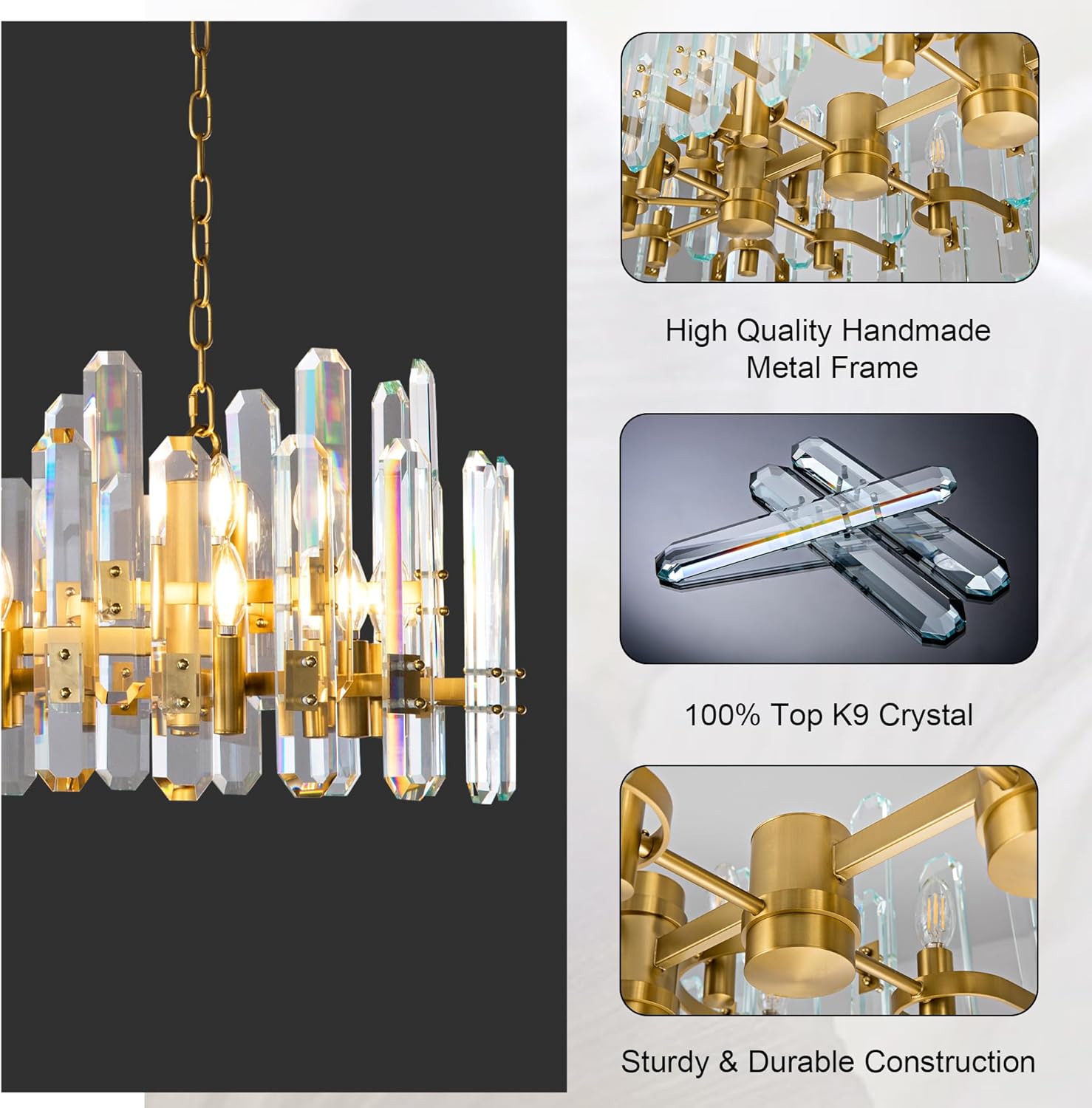 Luxury 54" Gold Crystal Chandelier – 24 Light Rectangular Fixture for Dining & Living Rooms - Camilalamps - CA-B0FJFZYLSB