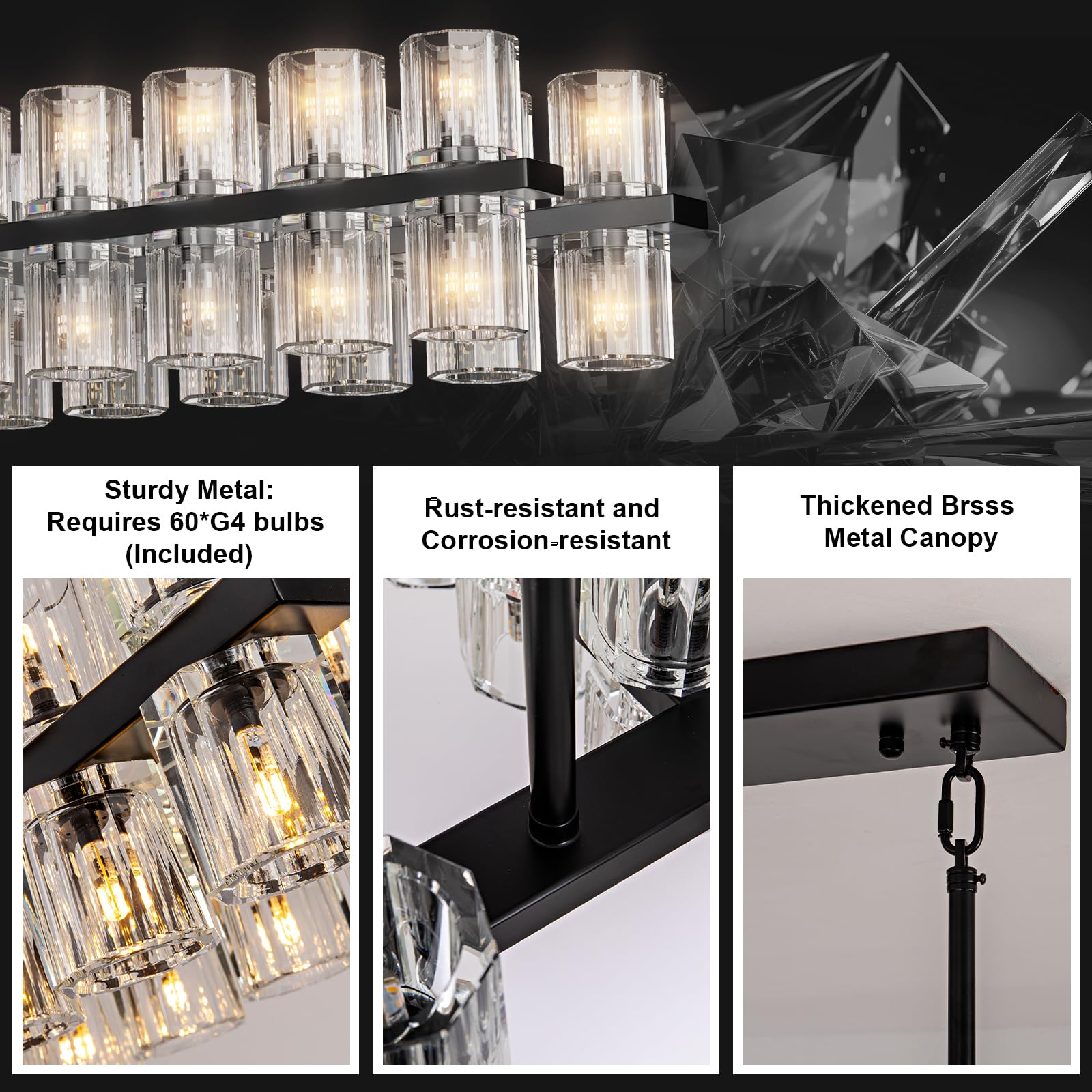 48 Inch Black Wagon Wheel Chandelier with Crystal Shade, 48 Lights, Modern Farmhouse Style, Ideal for Dining Room, Kitchen, Entryways - Camilalamps - B0DPJY8R54