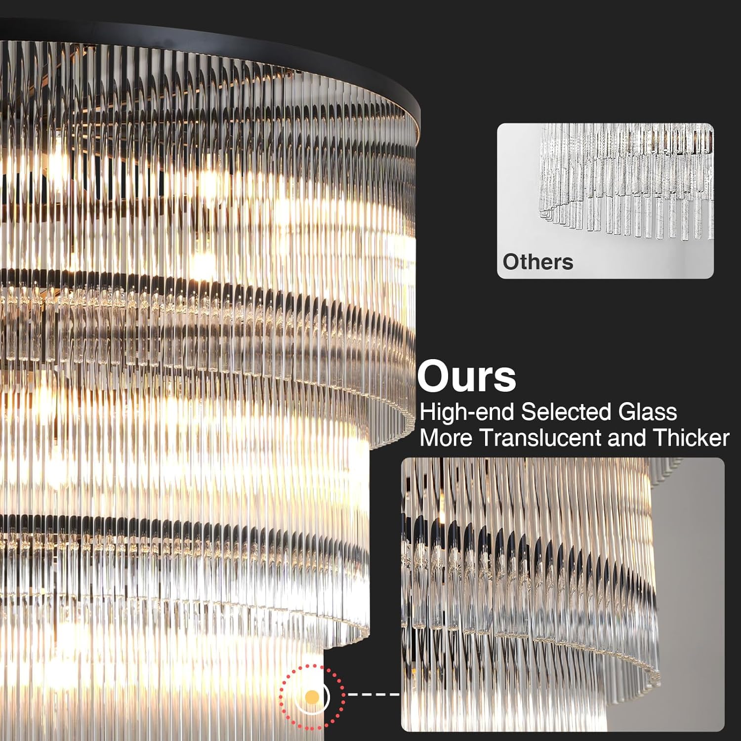 Luxurious 7‑Tier Black Glass Chandelier with 48 Lights - Camilalamps - CA-B0FNR1892X