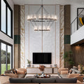 60 Inch Gold Chandelier, Wagon Wheel Chandelier with Glass Shade, 20 - Lights Large Round Modern Farmhouse High Ceiling Pendant Lighting Fixture for Dining Room, Living Room, Kitchen, Foyer - Camilalamps - B0CNRHR35D