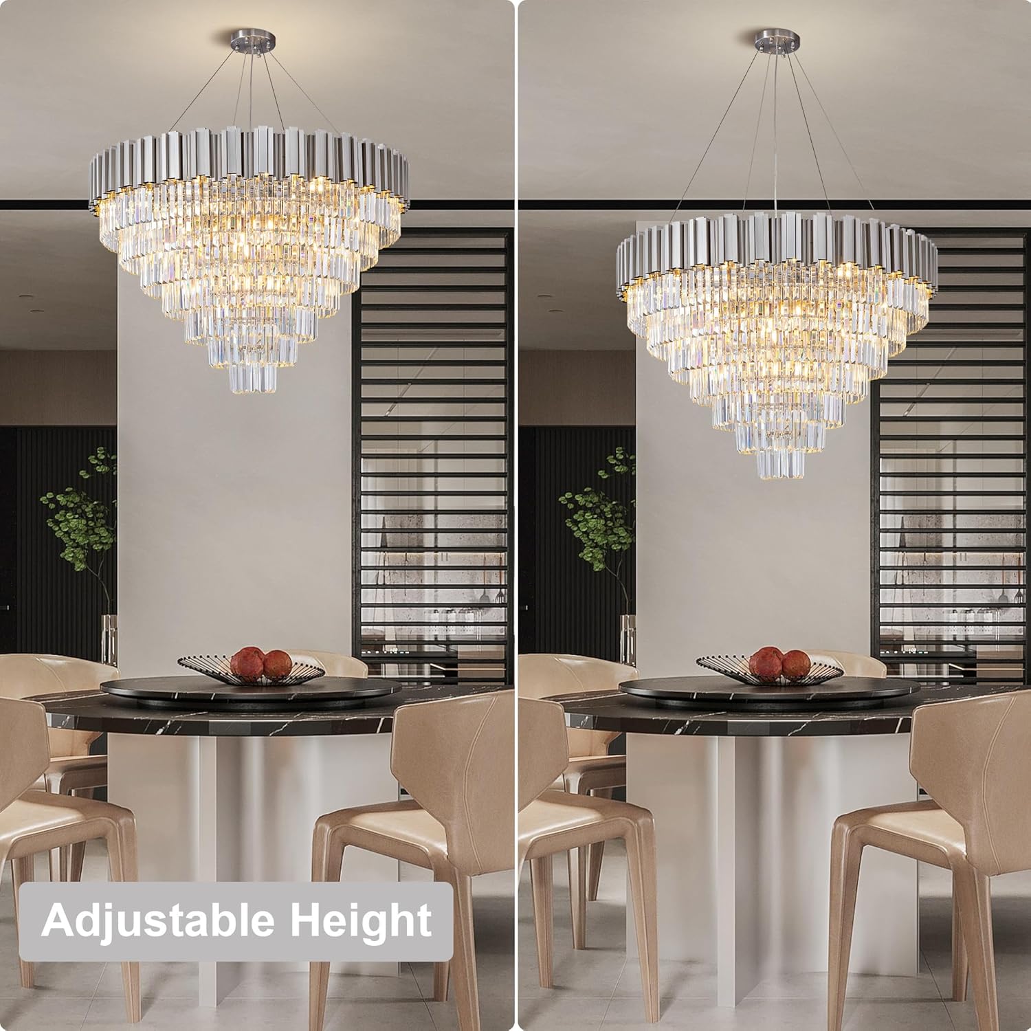Elegant 7‑Tier 39" Silver Crystal Chandelier – 21‑Light Luxury K9 Fixture - Camilalamps - CA-B0FCY6RL48