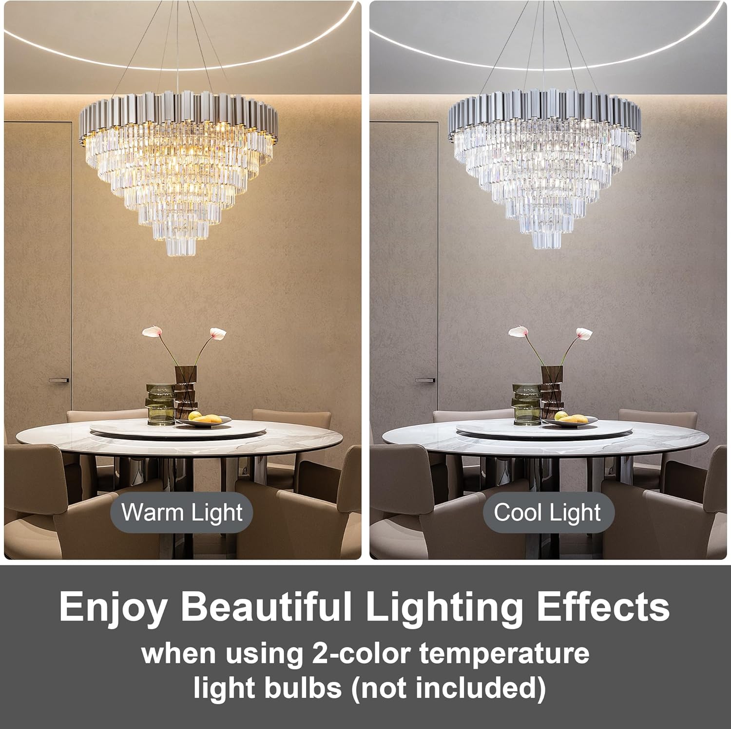 Elegant 7 - Tier 39" Silver Crystal Chandelier with 21 Lights - Camilalamps - CA-B0FCY6RL48