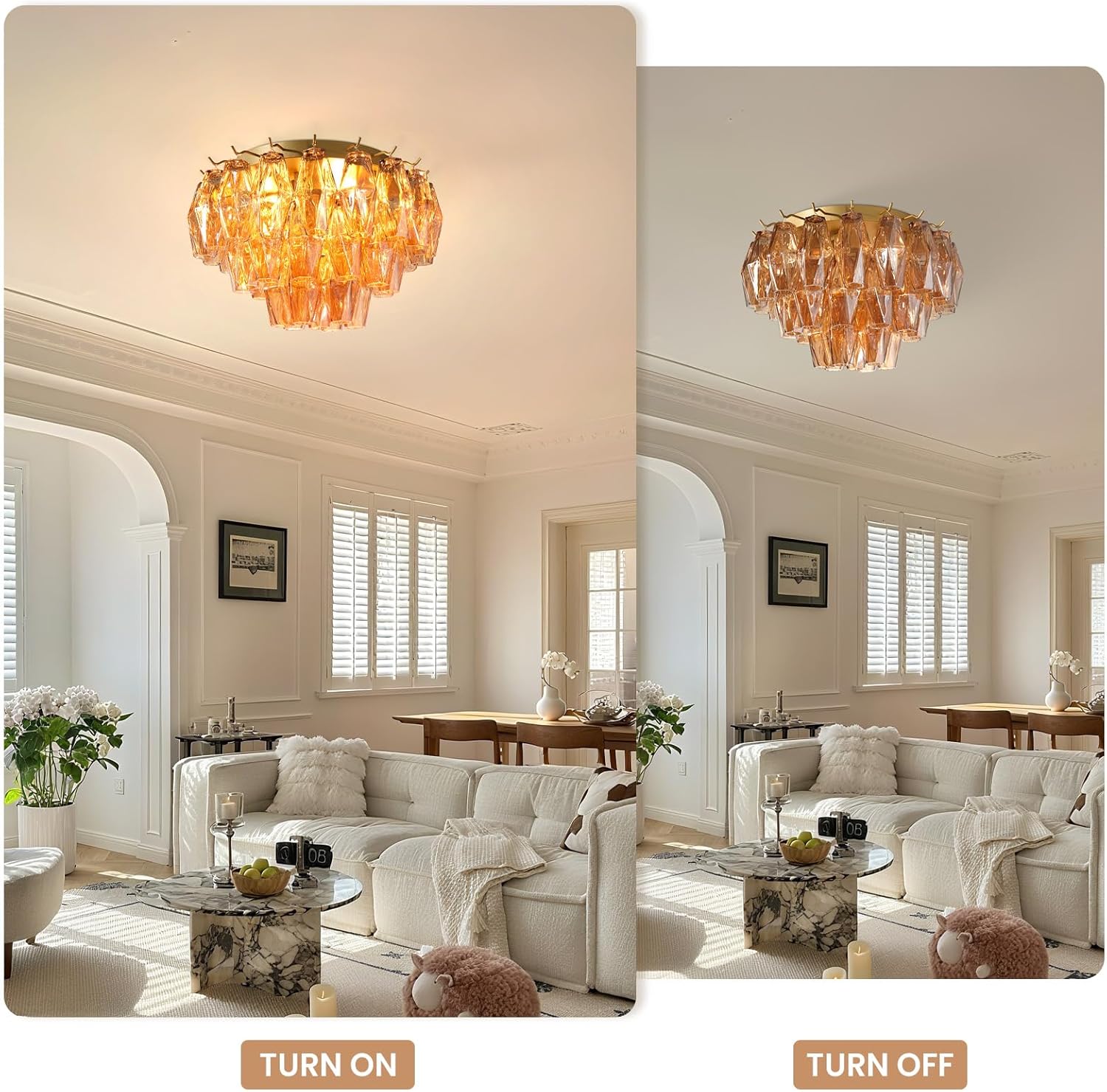 Amber 17" Modern Crystal Glass Chandelier for Elegant Ceiling Lighting - Camilalamps - CA-B0FC1Q3TNC