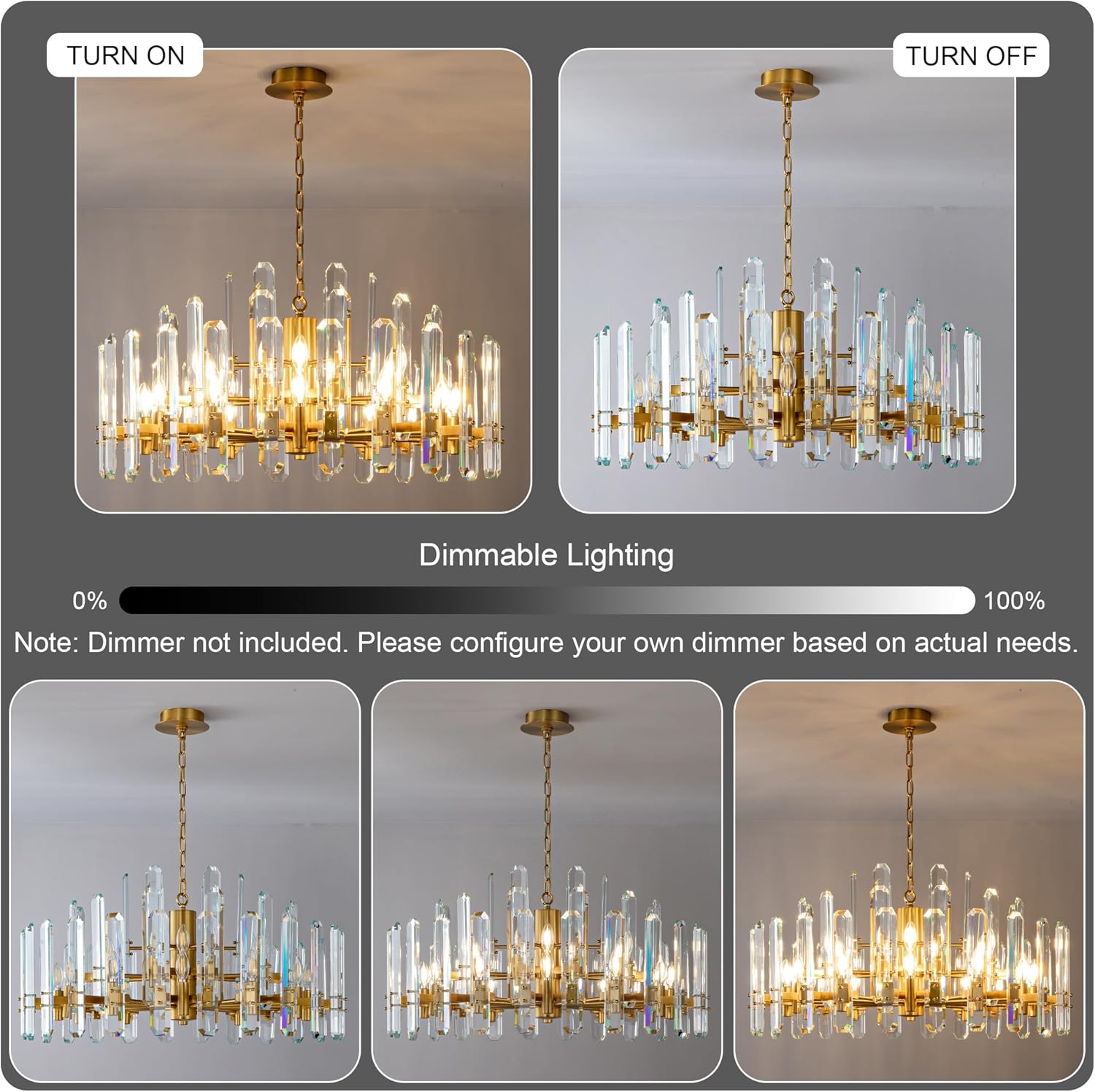 36" Luxury Gold Crystal 16 - Light Round Adjustable Chandelier - Camilalamps - CA-B0FJFSJQ5D