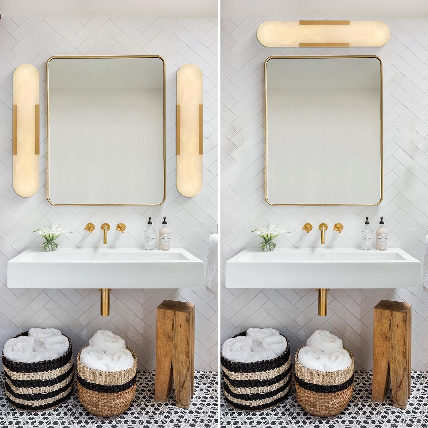 Luxury Alabaster Brass Wall Sconce Set of Two - Camilalamps - CA-B0CDP1MH17