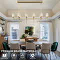 Modern Crystal Chandelier 10 Lights Brass 65in Gold Rectangle K9 Pendant Light - Camilalamps - CA-B0DNYR2879