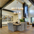 60 Inch Gold Chandelier, Wagon Wheel Chandelier with Glass Shade, 20 - Lights Large Round Modern Farmhouse High Ceiling Pendant Lighting Fixture for Dining Room, Living Room, Kitchen, Foyer - Camilalamps - B0CNRHR35D
