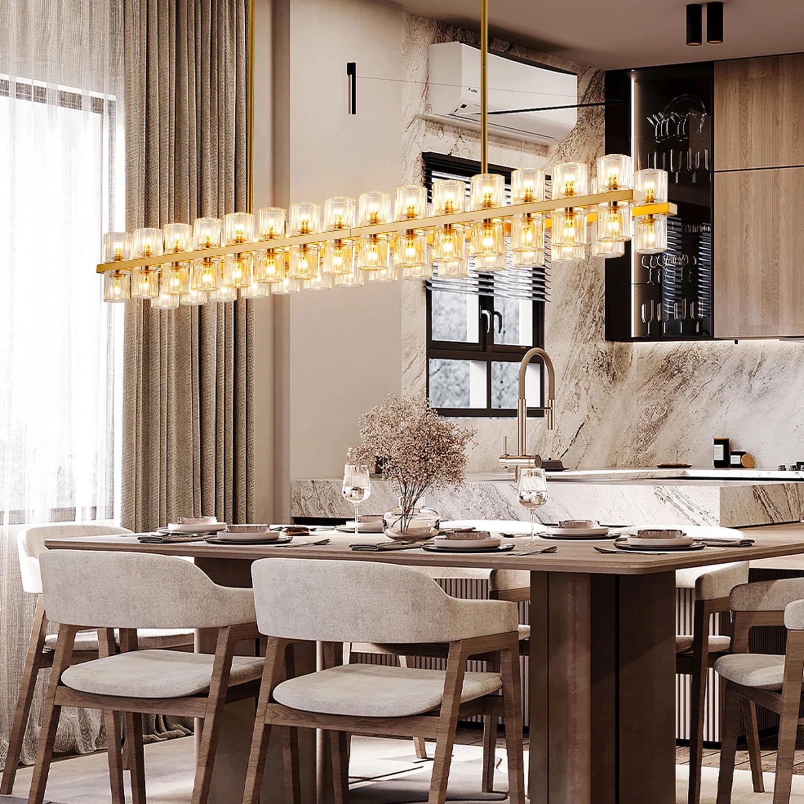 48 Inch Black Wagon Wheel Chandelier with Crystal Shade, 48 Lights, Modern Farmhouse Style, Ideal for Dining Room, Kitchen, Entryways - Camilalamps - B0DPJY8R54