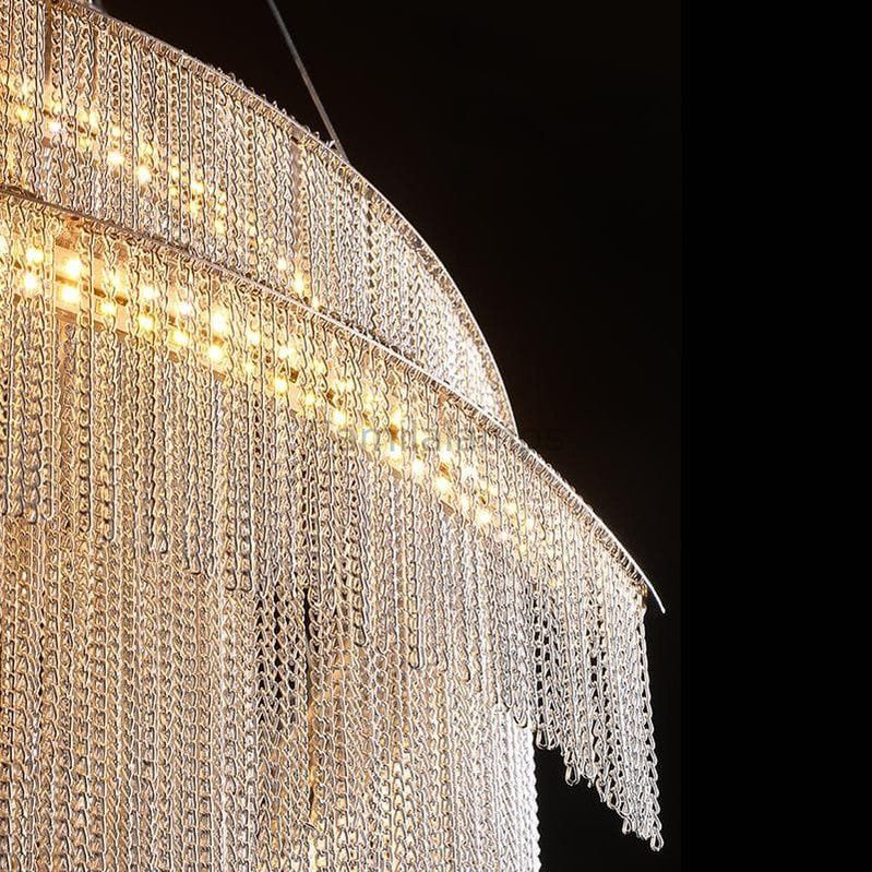 Alisa Luxury Aluminum Chain Tassel Ring Multilayer Chandelier - thebelacan