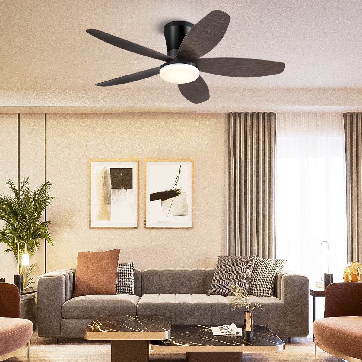 Indoor/Outdoor Recessed Black Ceiling Fan Light - Camilalamps - CA - 36IN - 36CZ