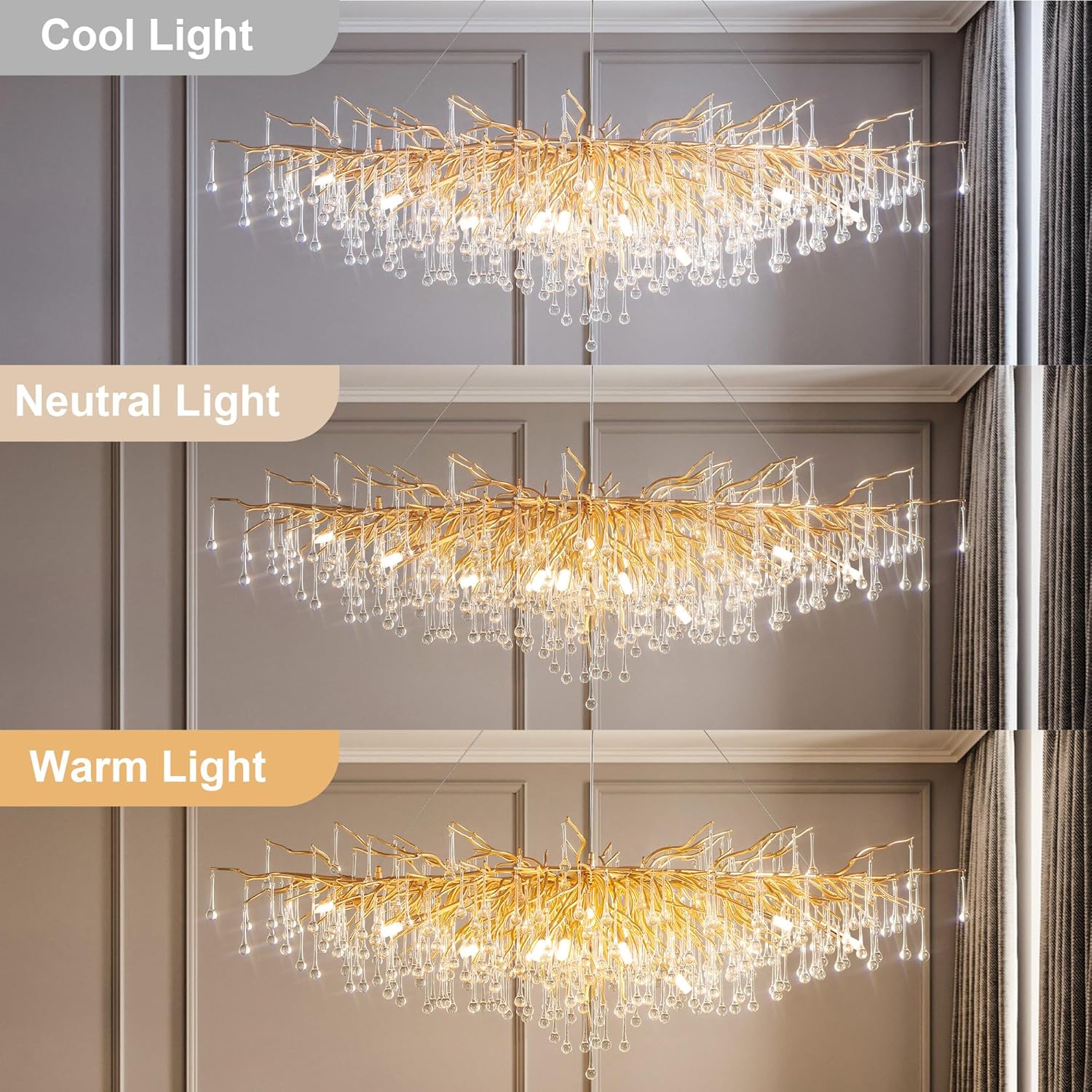 63" Black Modern Crystal Tree Branch Chandelier with 15 Lights - Camilalamps - CA-B0BXN9SB16