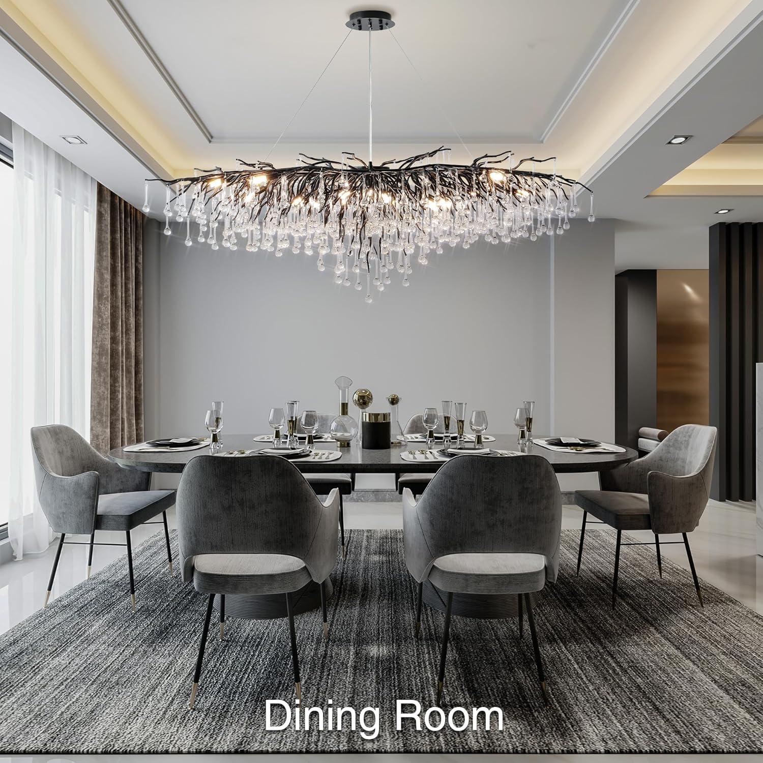 63" Black 15 - Light Modern Crystal Tree Branch Chandelier - Camilalamps - CA-B0BXN9SB16