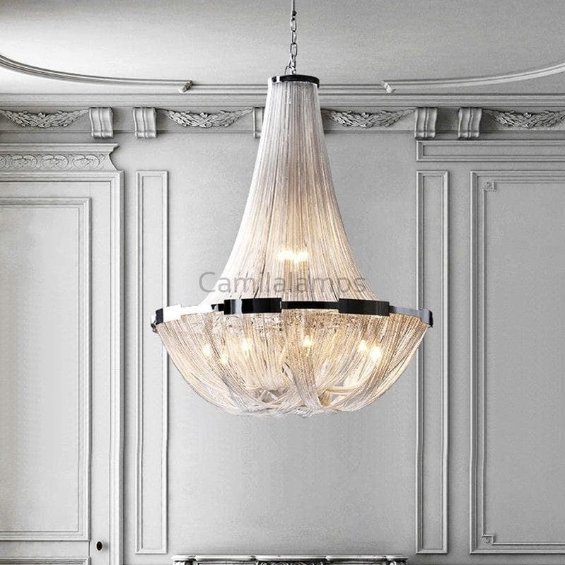 Alisa Luxury Plated Aluminum Chain Tassel Chandelier Diameter 24" 31" - thebelacan