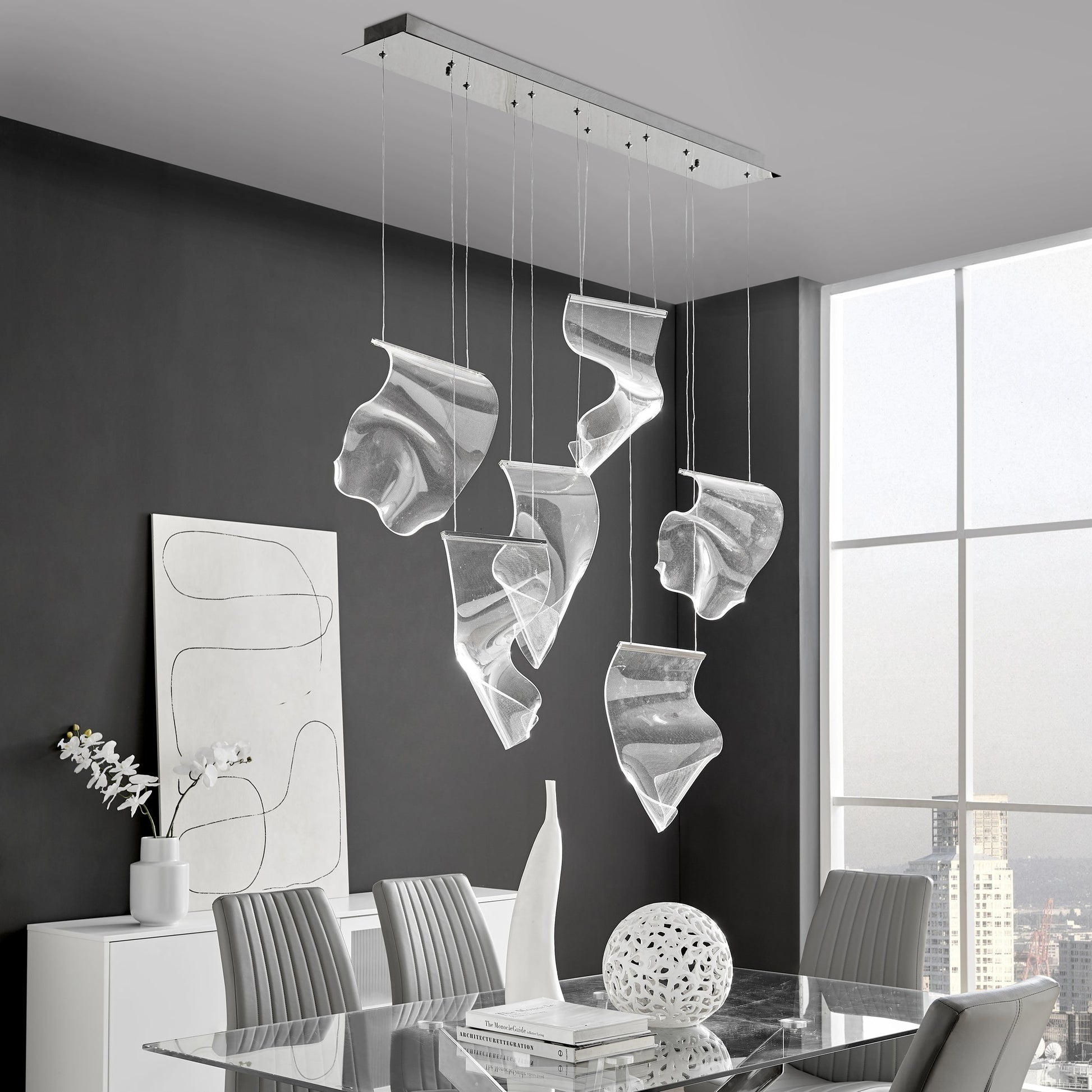 Acrylic Lace 6 Light Chandelier - Camilalamps - CA - CH25626108