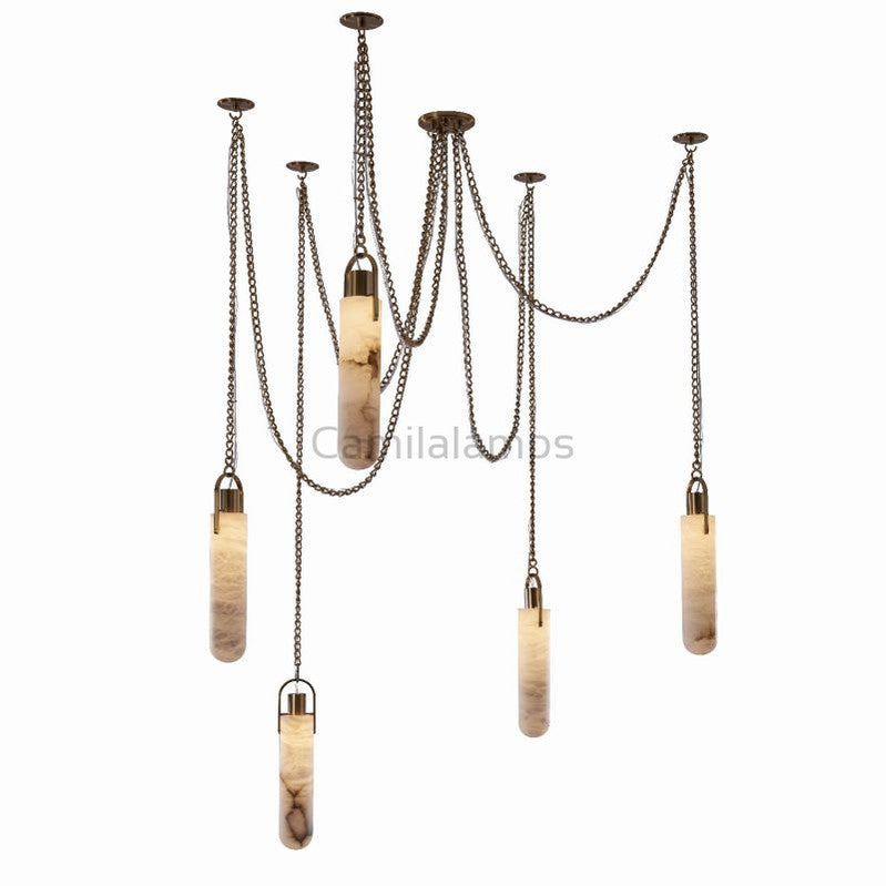 Alabaster Flint 5 Light LED Multi-Drop Pendant