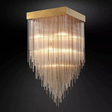 Cascade Glass Rectangular Chandelier 30"