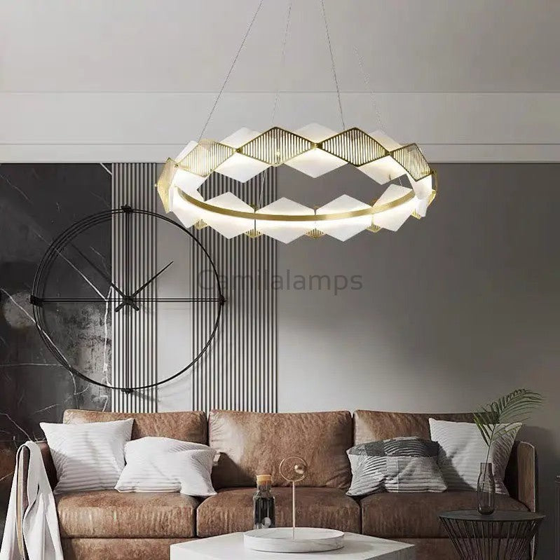 Alabaster Diamond Shaped Modern Chandelier