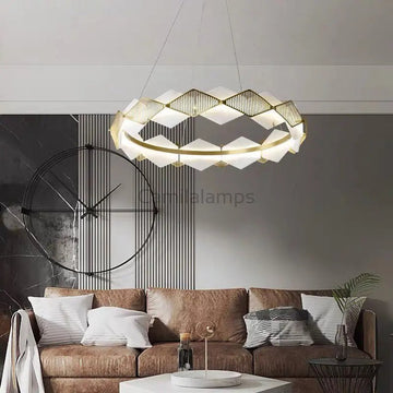 Alabaster Diamond Shaped Modern Chandelier