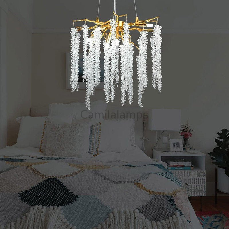 Doris White Crystal Branch Round Chandelier D20.5" L45" - Camilalamps - CA - 540