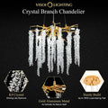 Doris White Crystal Branch Round Chandelier D20.5