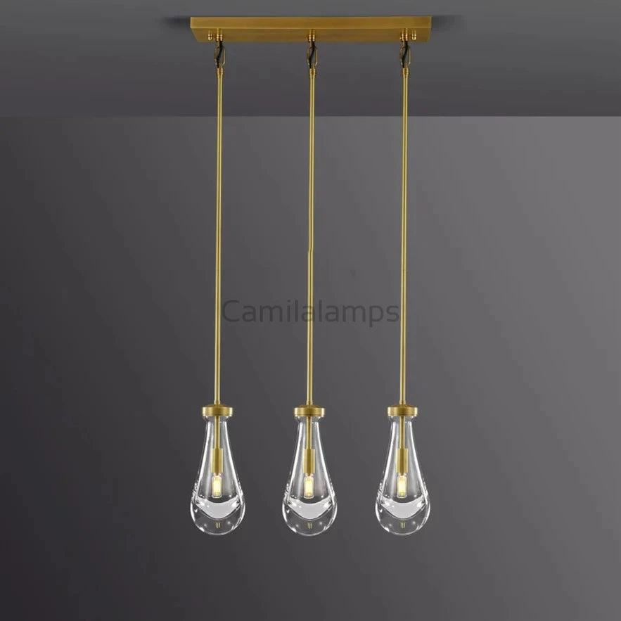 Raindrop Modern Linear Chandelier 3-Lights L 22″
