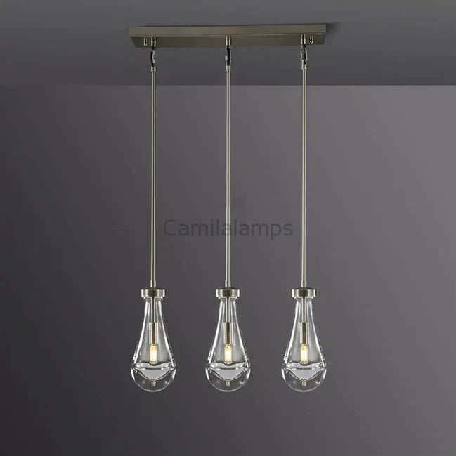 Raindrop Modern Linear Chandelier 3-Lights L 22″