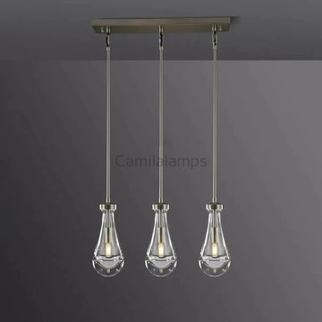 Raindrop Modern Linear Chandelier 3-Lights L 22″