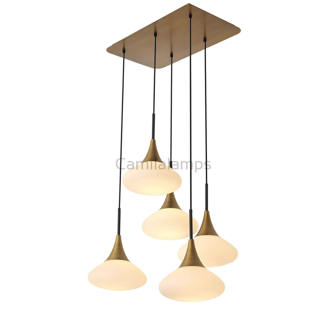 Duco L Modern Brass Chandelier - Antique Brass Finish | White Glass | Black Finish | Alabaster - Eichholtz
