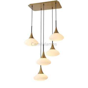 Duco L Modern Brass Chandelier - Antique Brass Finish | White Glass | Black Finish | Alabaster - Eichholtz