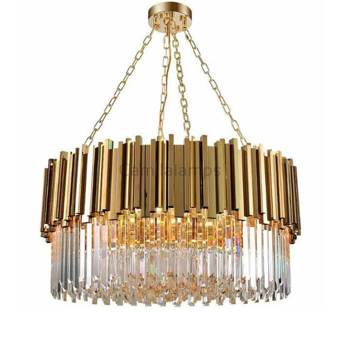 Harper Gold Plated Round Crystal Chandelier