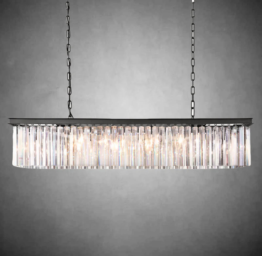 Falria Single-Tier Rectangular Crystal Rod Chandelier