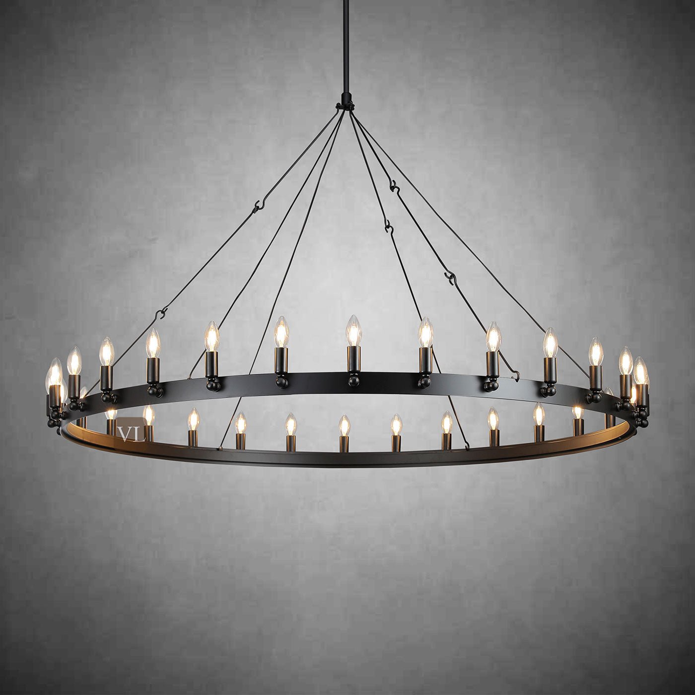Coviro Vintage Filament Round Chandelier 26"/38"/50"/73" - Camilalamps - CA-h-19214