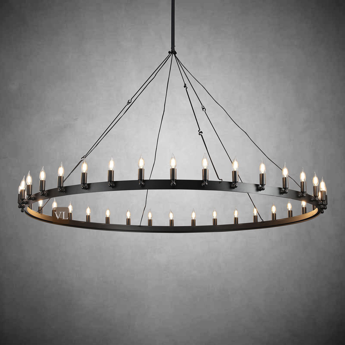 Coviro Vintage Filament Round Chandelier 26"/38"/50"/73" - Camilalamps - CA-h-19212