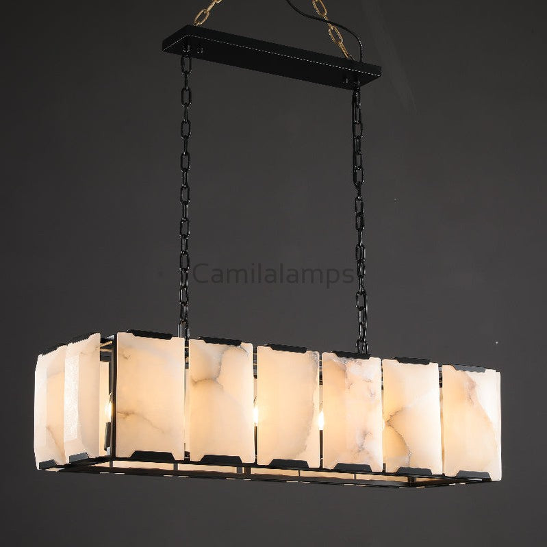 Jocasta Alabaster Elegant Rectangular Chandelier