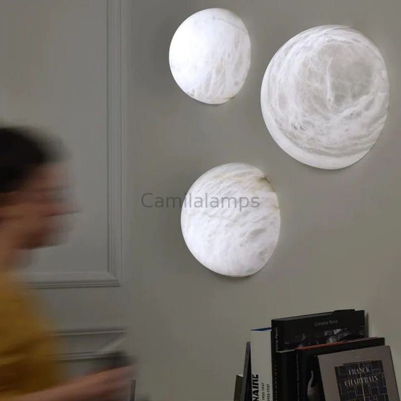 Alabaster Hemisphere Wall Sconce 5.9" D 7.9" D 11.8" D - Camilalamps - CA - Alabas - 00551