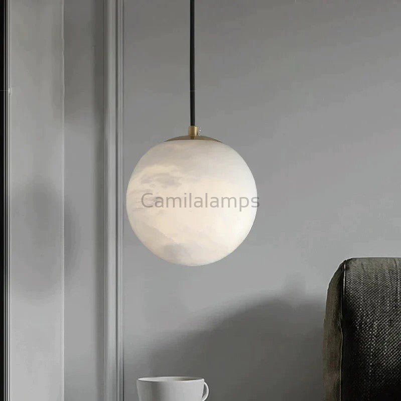 Larry Alabaster Ball Pendant Light For Kitchen Island - Camilalamps - CA - 0073