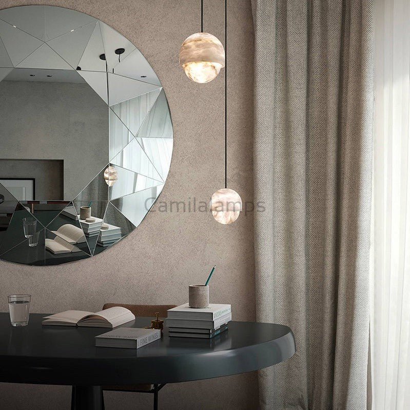 Larry Alabaster Island Pendant Light, Alabaster Pendant Lamp Besides Bed - Camilalamps - CA - 0059