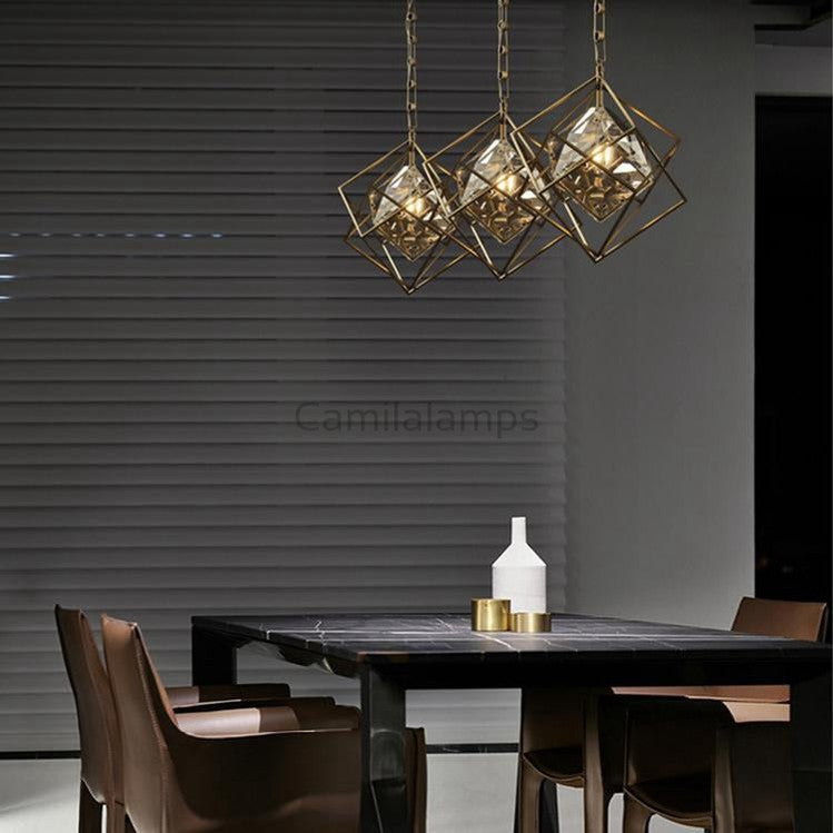 Kevin Rubik's cube Crystal Pendant Light Brass Pendant Light Kevinstudiolives   