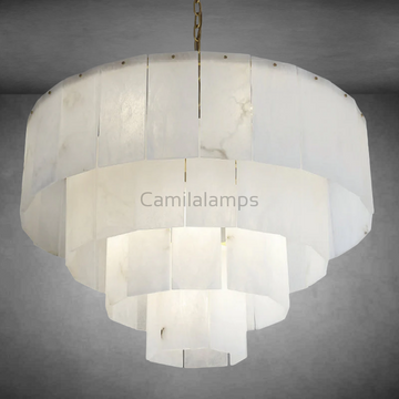 Alaric Alabaster Multi-Layer Round Chandelier