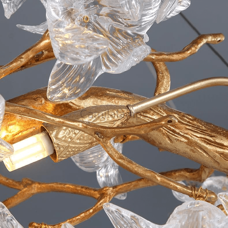 Modern Petal Crystal Round Brass Branch Chandelier - Camilalamps - CA - 0098
